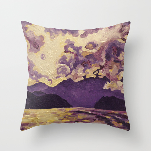 Throw Pillow Cover 16" X 16" Indoor - Purple Mountain on ...